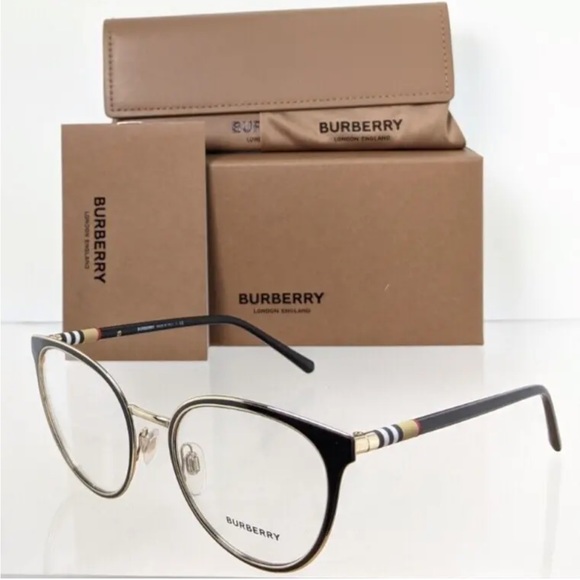 Brand New Authentic Burberry Eyeglasses BE 1324 1262 Black & Gold 52mm 1324 - Picture 1 of 5